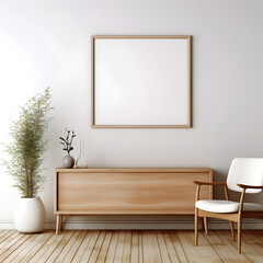 modern living room decor with white sofa frame mockup and blank walls.