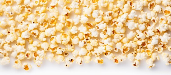 Popcorn corn, top view, white background