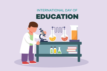 International Education Day concept. Colored flat vector illustration isolated.