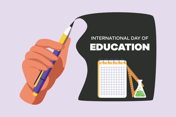 International Education Day concept. Colored flat vector illustration isolated.