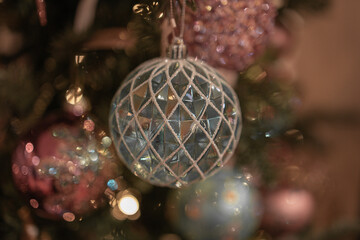 beautiful christmas decorations  baubles on the christmas tree