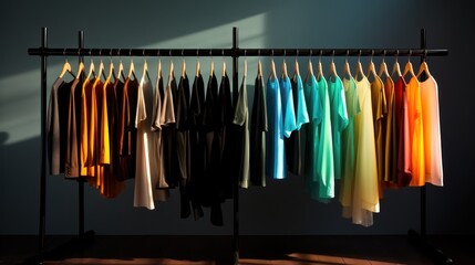 Clothing on hanger at the modern shop 