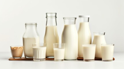 Fresh eco Dairy products on white background