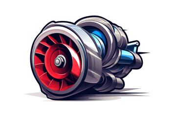 Beautiful colorful illustration of car turbine, tuning theme or logo for workshop isolated on white background.generative ai