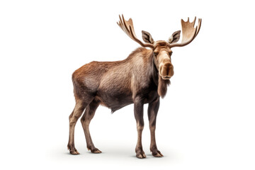 moose with big horns isolated on white background.generative ai