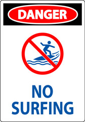 Danger Beach Safety Sign No Surfing