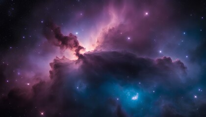 Fototapeta na wymiar A wide-angle shot of a massive nebula glowing brightly in deep space