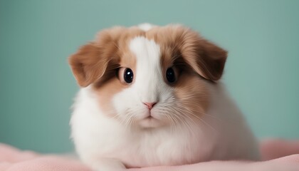 an adorable bunny in a photo studio inside the petshop. 