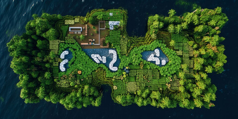 Fototapeta premium A beautiful tropical island, aerial view