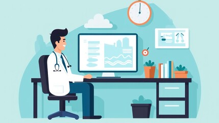 Vector style health clinic doctor infographic design.