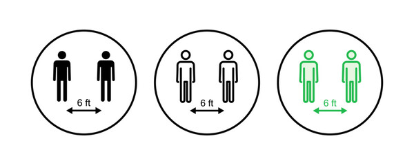 Social distance icon set. social distancing icon. self quarantine sign