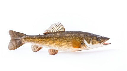 Pike perch river fish on white background 