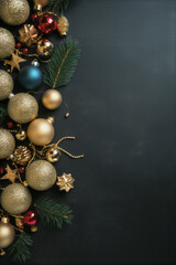 christmas background with balls and snowflakes