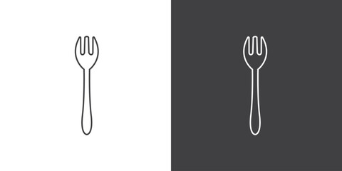Salad fork icon in line shape, various fork shapes vector illustration.