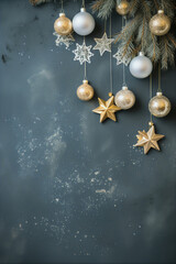 christmas background with balls and snowflakes