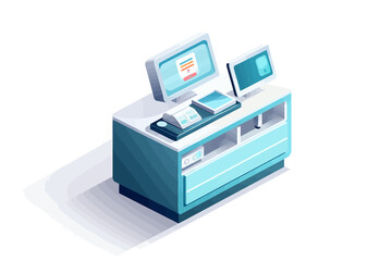 Retail Checkout Counter isolated vector style with transparent background illustration
