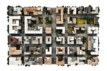 top view aerial shot of city isolated vector style with transparent background illustration