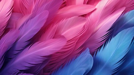Beautiful colored feathers, fur background for fashion event.
