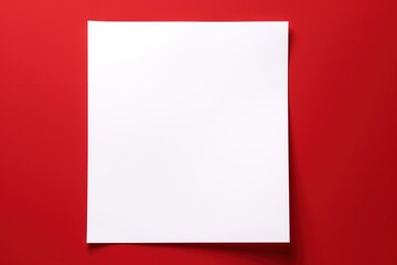 Blank white paper sheet on red background, Mockup for design, Ai Generated