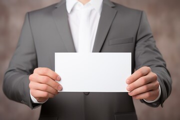 Businessman holding a blank business card, Close-up shot, Ai Generated