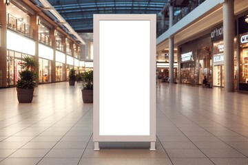 Blank advertising stand in the shopping mall, Mockup, Ai Generated