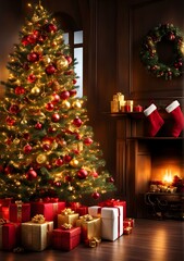 Christmas decoration,Festive ornaments,Christmas tree,Colorful balls,Wreath,Flashing lights,Christmas spirit