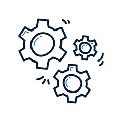 Hand drawn gears doodle line illustration. Gears doodle icon vector.