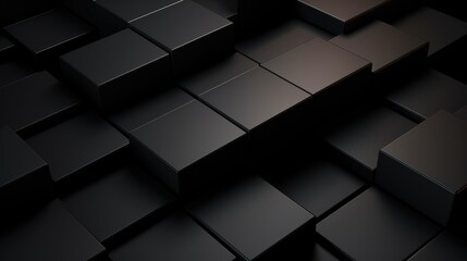 Futuristic black square tiles arranged from future or 3d rectangular block for high technology background. Generative AI - obrazy, fototapety, plakaty