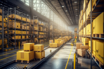 A wide-angle shot of a busy factory floor