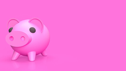 The pink piggy bank for earn or saving concept 3d rendering..