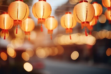 chinese lanterns on street for Chinese New Year celebration
