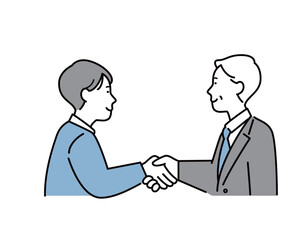 握手をするビジネスパーソンのイラスト素材　交渉成立