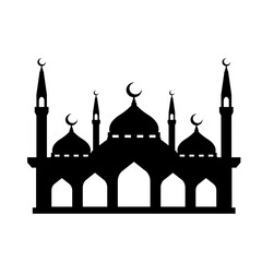 Mosque silhouette vector. Mosque building icon for symbol eid mubarak celebration. Ramadan design graphic in muslim culture and islam religion