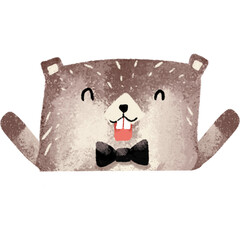 Groundhog clipart, baby groundhog element, groundhog drawing