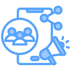 Social Media Marketing Blue Icon