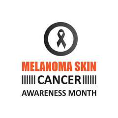 Melanoma and skin cancer awareness month , Black Ribbon on Black Background. Melanoma, Skin Cancer Awareness Month flat illustration..eps