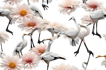 crane.whitebackground.flower. - obrazy, fototapety, plakaty