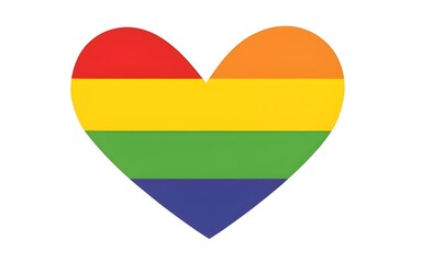cute heart with LGBTQ+ Pride Month flag vibrant colors isolated, white background, vibrant colors.