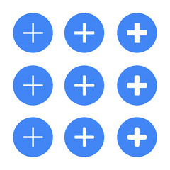 Obraz premium Add button icon vector in blue circle. Plus sign symbol
