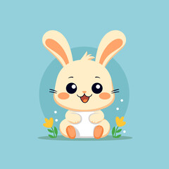 Happy Rabbit  puppy dog, plain background, cartoon 