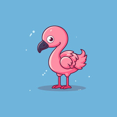 Happy Flamingo, plain background, cartoon 