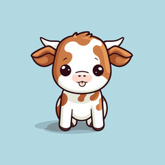 Cute baby cow, plain background, cartoon	
