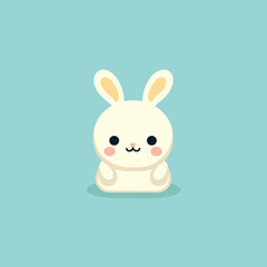Fototapeta premium Happy baby rabbit, plain background, cartoon 
