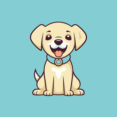 Happy Labrador puppy dog, plain background, cartoon 