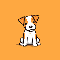 Fox Terrier puppy dog, plain background, cartoon	
