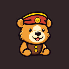 Happy baby bear, plain background, cartoon	
