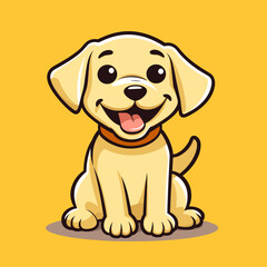 Happy Labrador puppy dog, plain background, cartoon 