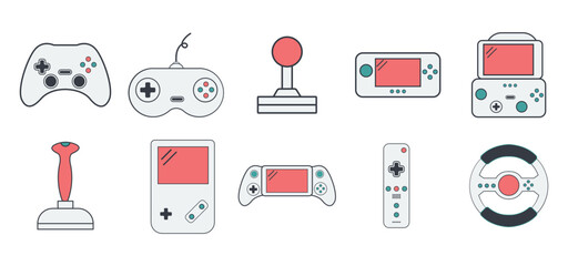 Set of gamepad controller illustration. Gamepad for a game console in vector. Joystick for the console game. Vector illustration. © OGustamil Studios