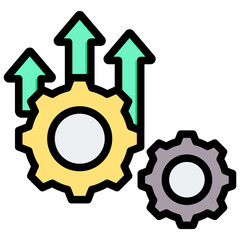 Process Improvement Outline Color Icon