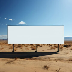 Obraz premium Desert, mockup space and advertising billboard, commercial product or logo design in dry countryside. Empty poster for brand marketing, multimedia and communication for broadcast, banner and outdoor